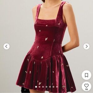 WeWoreWhat Burgundy Velvet Mini Peplum Dress